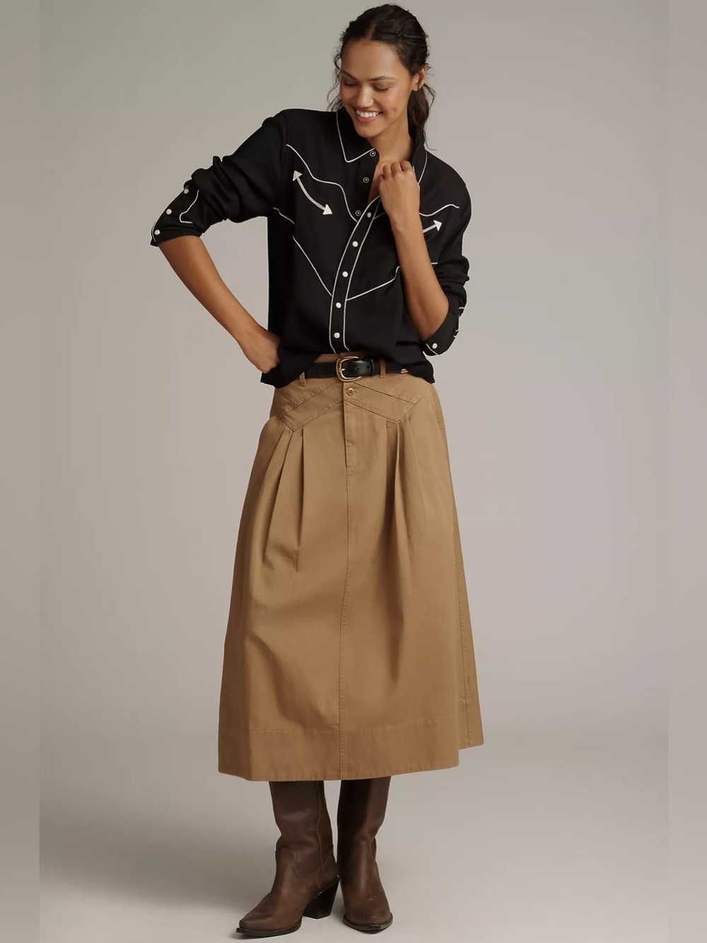 THE GREAT. Field Midi Skirt